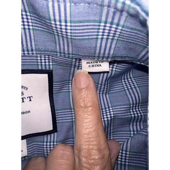 Charles Tyrwhitt Shirt Men Size 16/35 Blue Plaid Jermyn Street Slim Fit Non-Iron - Picture 5 of 15